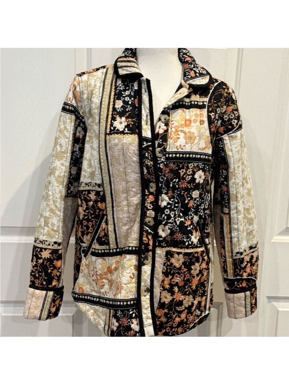 Anthropologie Jacket Patchwork Quilted Jacket Floral Boho Coat Size S - Picture 6 of 14